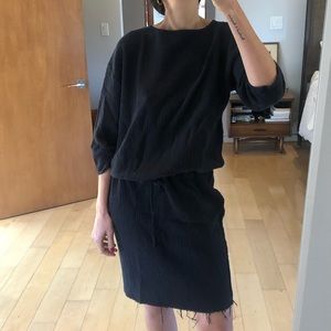 Black Crane navy quilted cotton dress